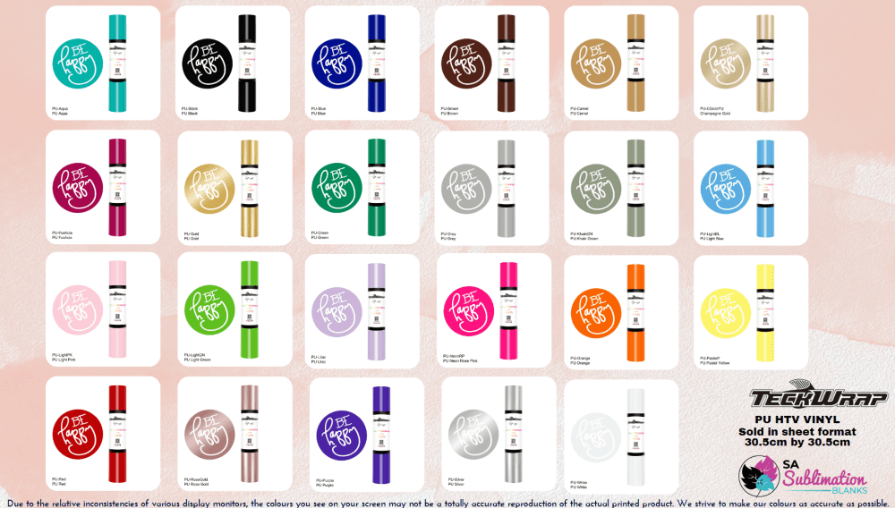 Teckwrap : PU HTV Range (30.5 by 30.5cm)