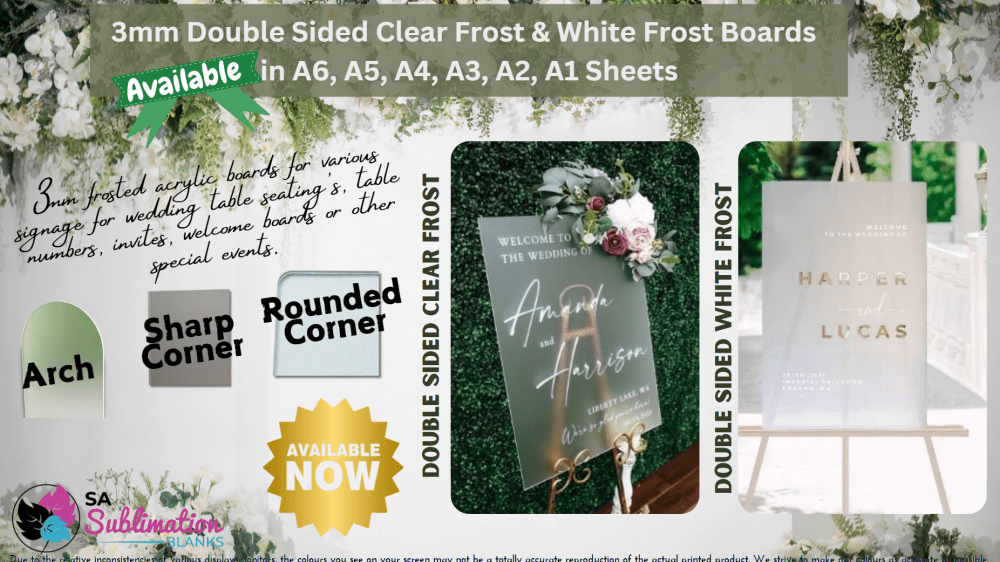 Frosted Board Acrylic Blanks : 3mm D/S Clear & Frost Boards (A6, A5, A4, A3, A2, A1 Sheets)