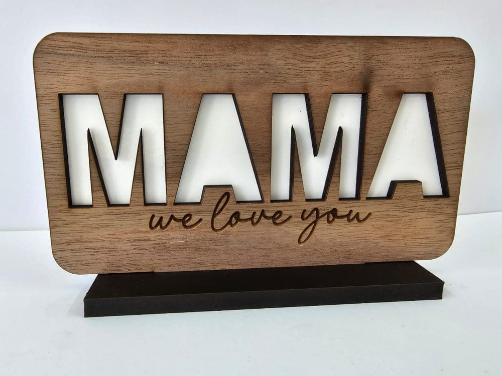 Laser  Sublimation Blanks : MOM, MAMA or MAMMA Sublimation & Veneer Plaque with Stand