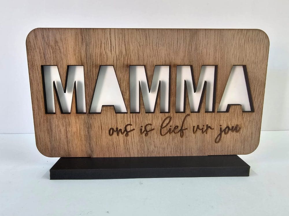 Laser  Sublimation Blanks : MOM, MAMA or MAMMA Sublimation & Veneer Plaque with Stand