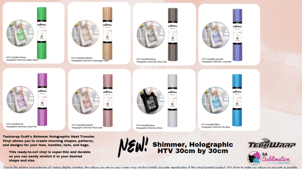 Shimmer Holographic Teckwrap : Holographic Shimmer HTV (30 by 30cm)