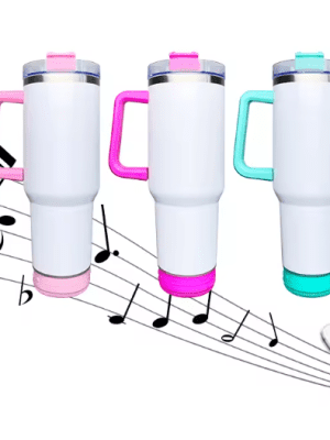 Sublimation Blanks : 40oz MUSIC Sublimation Tumblers White, with colour trim