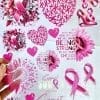 3D UV Stickers : A4 Breast Cancer Awareness Deluxe Combo + x6, 2mm 6cm Rose Gold Mirror Acrylic Discs (CAN1 A4 Combo)