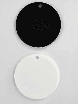 Laser Acrylic Shapes : Circle 4, 5 & 6cm Acrylic Keychains in 3mm BLACK or WHITE + 30mm Silver Split Keyring