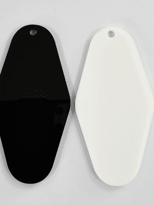 Acrylic Black White Motel Laser Acrylic Shapes : 3mm BLACK or WHITE Acrylic Motel Keychain + 30mm Silver Split Keyring