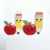 Acrylic Consumables : Printed Acrylic Charms Apple & Pencil (AP1)