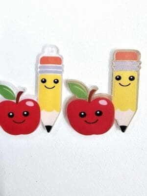 ApplePencil1 Acrylic Consumables : Printed Acrylic Charms Apple & Pencil (AP1)