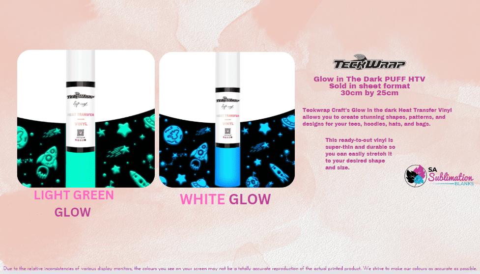 Teckwrap : Glow In The Dark Puff HTV Range (30 by 25cm)