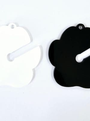 Poop Loop Black White Acrylic Shapes : BLACK or WHITE Poop Loop Keychain