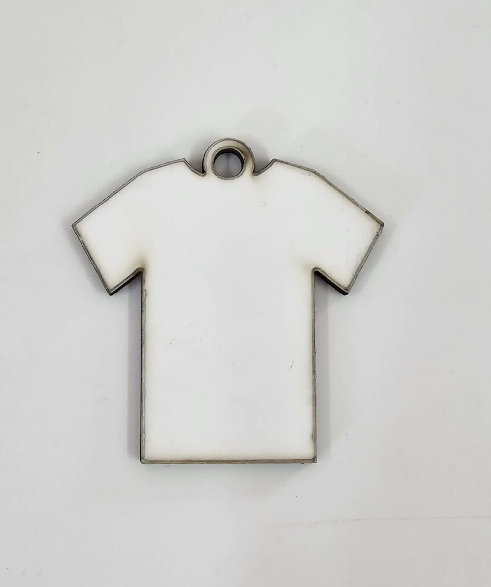 Laser Sublimation Blanks : Super Glossy 3mm Single or Double Sided Sublimation MDF Tshirt Keychain + 30mm Silver Split Keyring