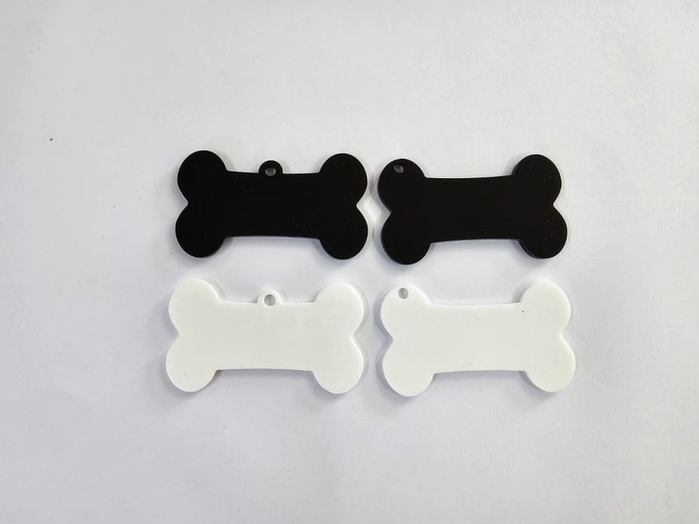 Acrylic Shapes : 3mm BLACK or WHITE Bone Acrylic Keychain Plain