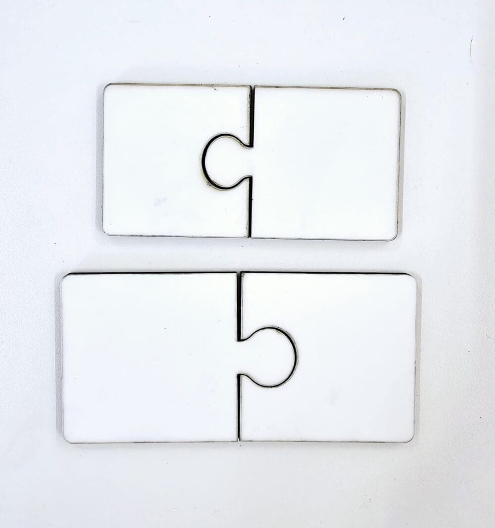 Laser Sublimation Blanks : 2 Piece Super Glossy 3mm Sublimation MDF Puzzle (Small & Medium)