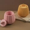 Silicone Moulds : (7) Container/Jar Silicone Moulds with lid for Candle, Jesmonite/Gypsum Power & Resin Art
