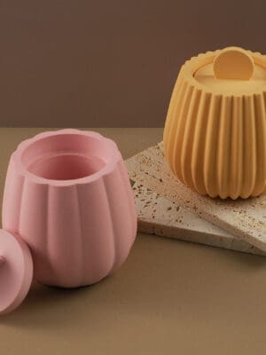 Silicone Moulds : (7) Container/Jar Silicone Moulds with lid for Candle, Jesmonite/Gypsum Power & Resin Art