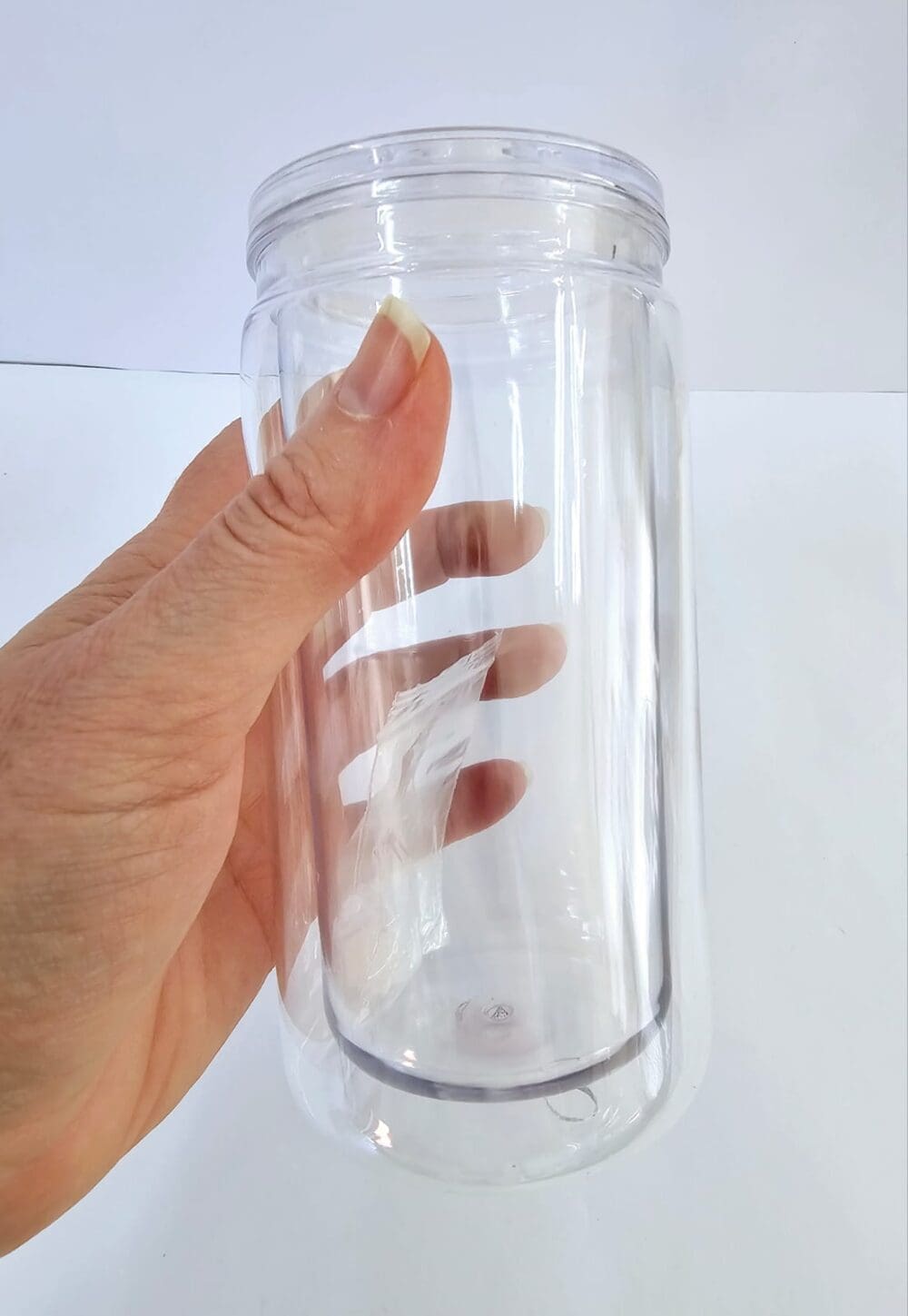 Libbey : 16oz Clear DIY Double Walled Snow Globe Acrylic Libbey with pre-drilled hole + plug