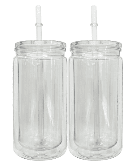 Libbey : 16oz Clear DIY Double Walled Snow Globe Acrylic Libbey with pre-drilled hole + plug