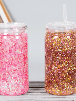 Libbey : 16oz Clear DIY Double Walled Snow Globe Acrylic Libbey with pre-drilled hole + plug