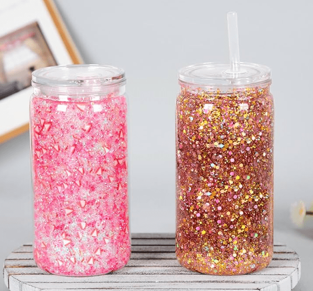 Libbey : 16oz Clear DIY Double Walled Snow Globe Acrylic Libbey with pre-drilled hole + plug