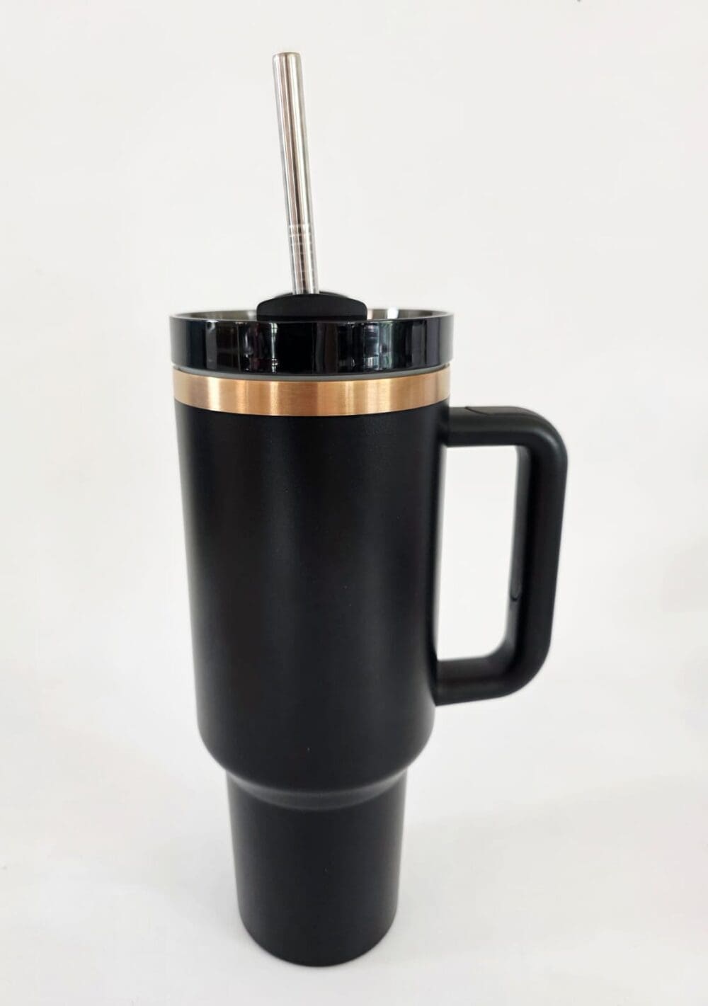 40oz_Black3 Laser Engraving : 40oz Black & Cream Laser Engraving Tumbler with Rose Gold Base (Stanley Dupe)