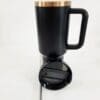 40oz_Black6 Laser Engraving : 40oz Black & Cream Laser Engraving Tumbler with Rose Gold Base (Stanley Dupe)