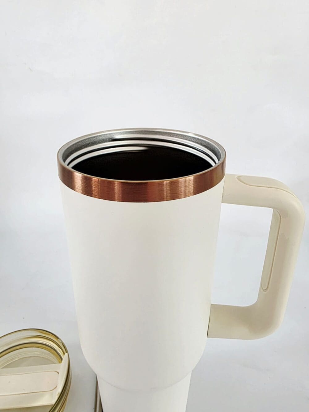 40oz_Cream5 Laser Engraving : 40oz Black & Cream Laser Engraving Tumbler with Rose Gold Base (Stanley Dupe)