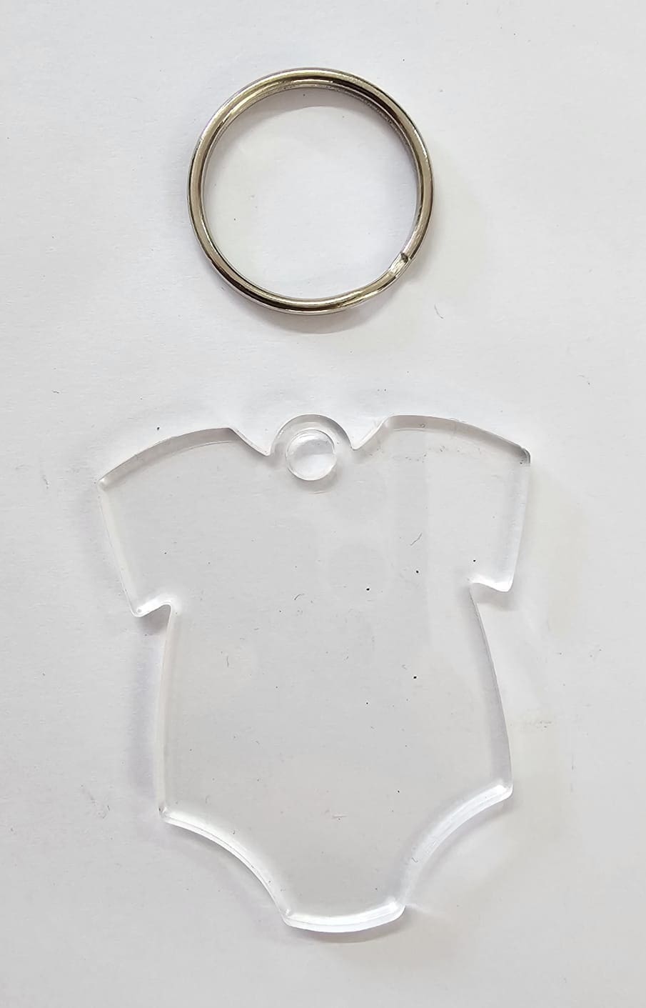 Laser Acrylic Shapes : CLEAR Babygrow/Romper/Onesie Acrylic, Disc + Keyring (1.5, 2, 3 & 5mm)