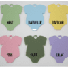 Laser Acrylic Shapes : Pastel Acrylic Range : Babygrow/Romper Keychain, Disc + Keyring (7 Colours)