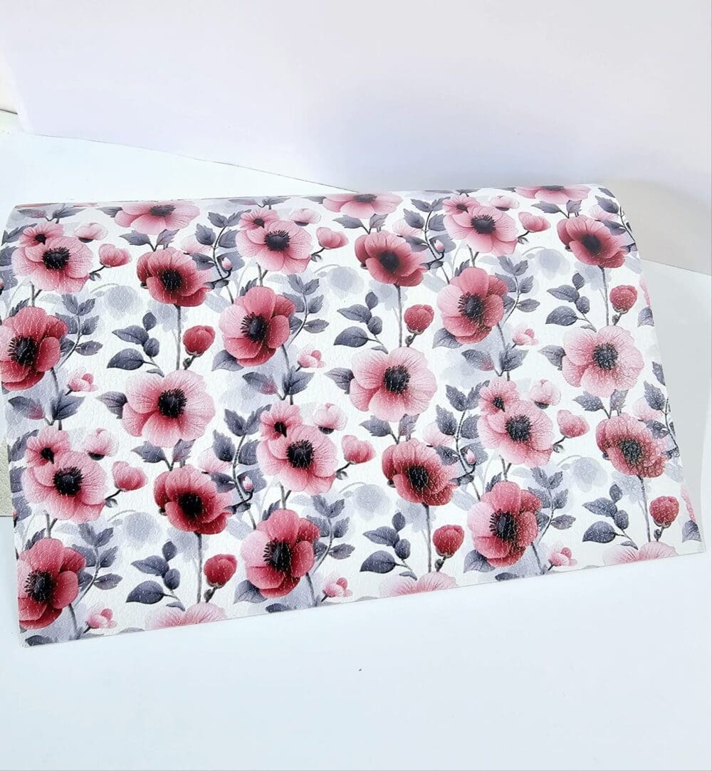 Faux Leather : 1 Piece Pink Watercolour Floral (WCF1)-01