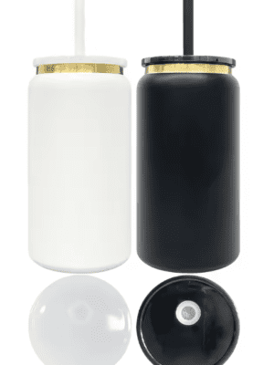 PowderCoatedLibbeyBlackWhite Libbey : 16oz Steel Libbey's/Cola Shaped Tumblers (White & Black)