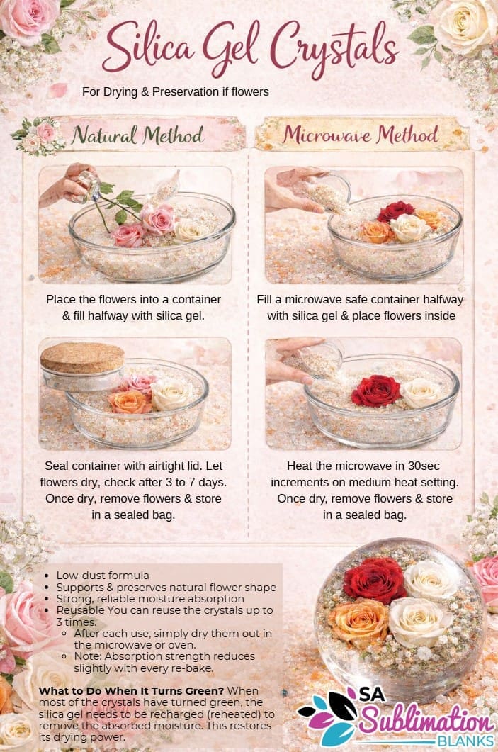 Resin & Epoxy Art : Reusable Silica Gel Crystals for Flower Drying & Preservation (500g, 1kg, 2.5kg, 4kg, 8kg & 15kg)