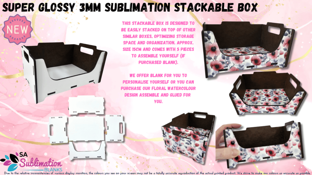 Laser Sublimation Blanks : Super Glossy 3mm Sublimation Stackable Box (Single & Double Sided)