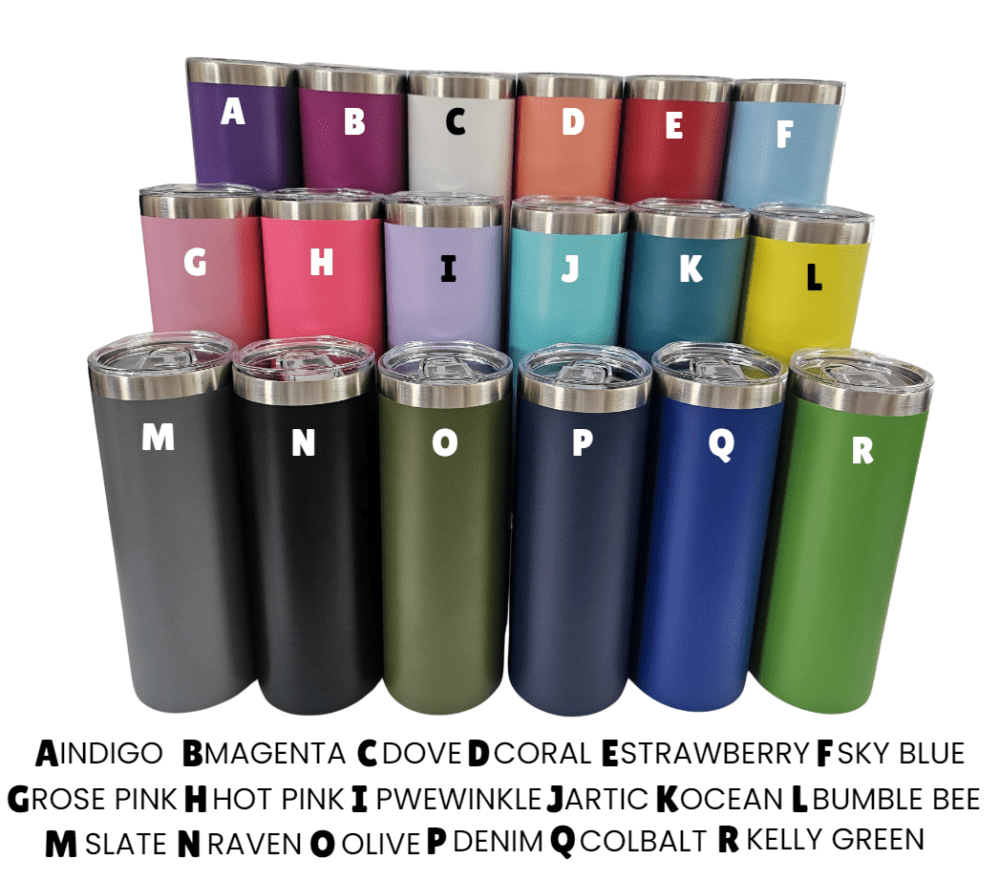 Tumblers : 20oz Powder Coated Silver Steel Rimmed Coloured Straight Tumblers