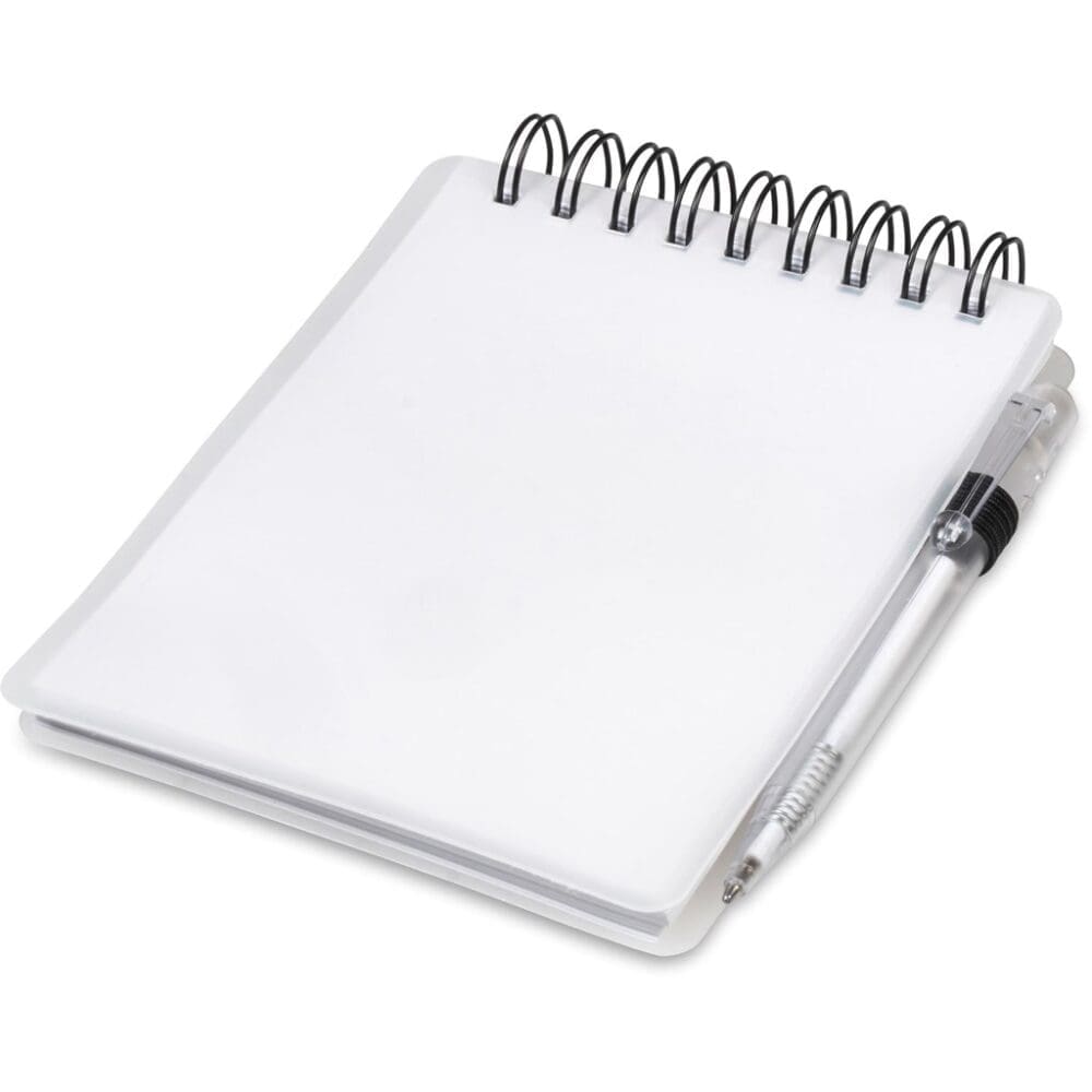 Stationery : Transparent Blank Spiral Flip Notebook & Pen (GIFT-894-T)