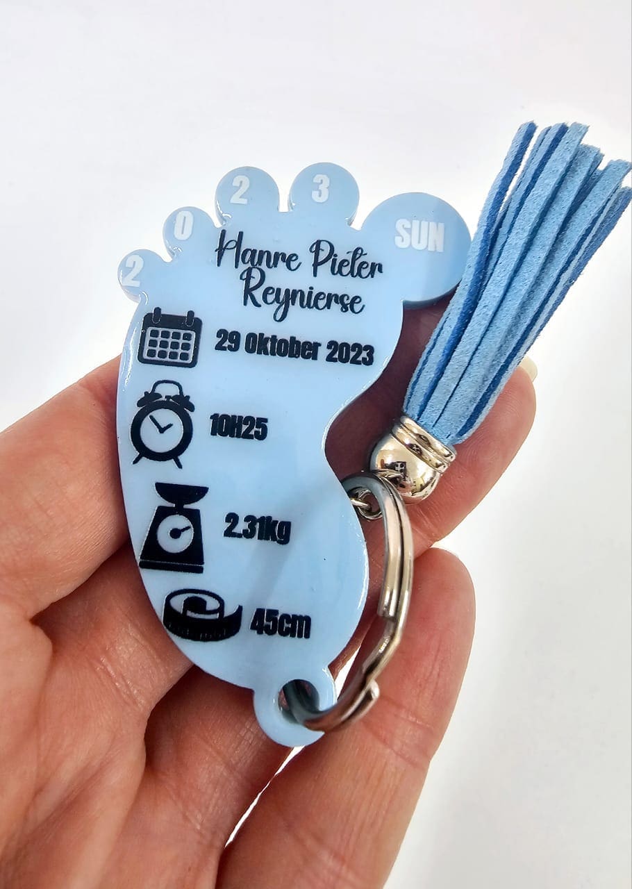 Direct UV Print : Pastel Acrylic Range : Baby Foot Keychain, Disc + Split Keyring (7 Colours)
