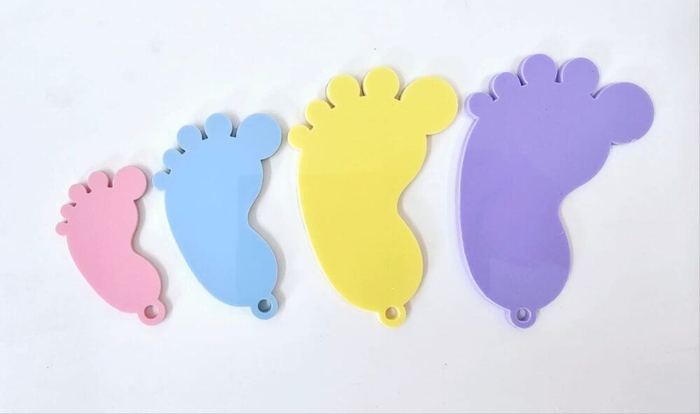 Direct UV Print : Pastel Acrylic Range : Baby Foot Keychain, Disc + Split Keyring (7 Colours)