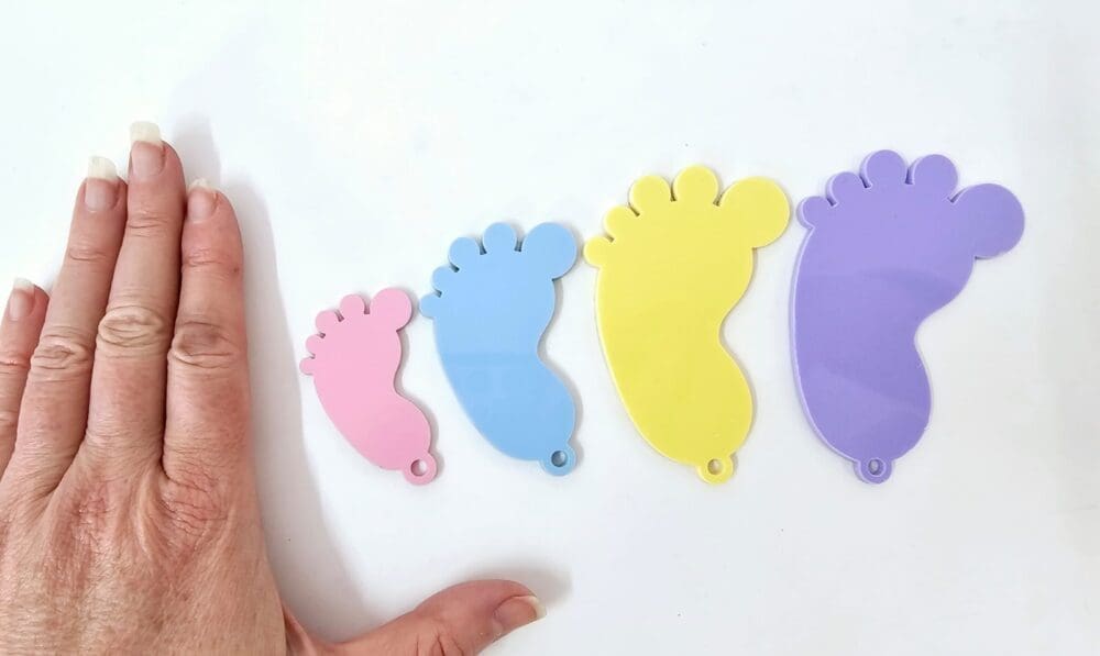 Direct UV Print : Pastel Acrylic Range : Baby Foot Keychain, Disc + Split Keyring (7 Colours)