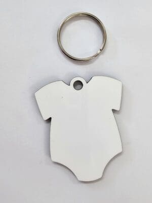 Babygrow MDF Laser Sublimation Blanks : Super Glossy 3mm Single or Double Sided Sublimation MDF Babygrow/Romper Onesie Keychain + 30mm Silver Split Keyring