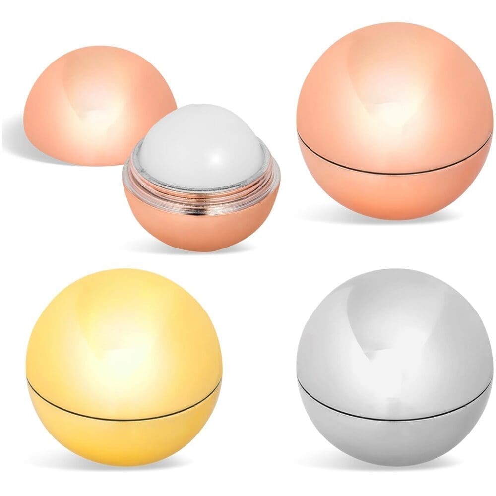 Lip Balm : Round Glamoursphere Lip Balms (Rosegold, Silver & Gold) [HWB-9900]