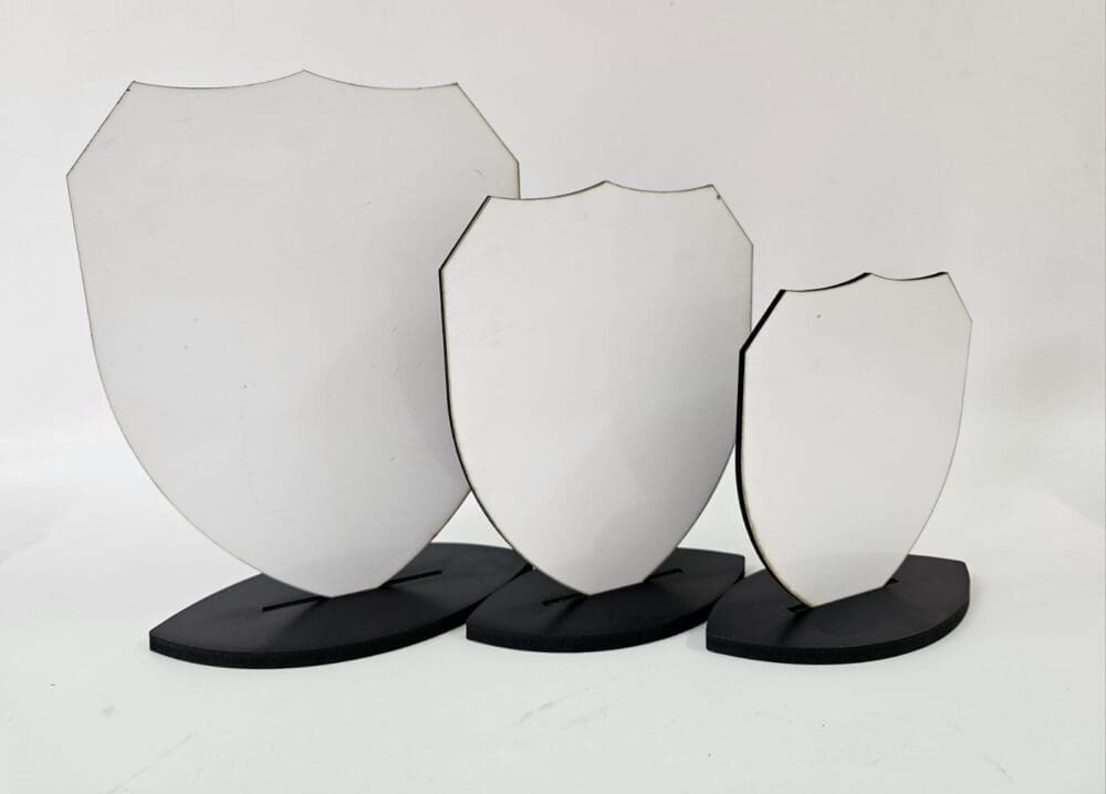 Laser Sublimation Blanks : 3mm Super Glossy Sublimation MDF Shield Style Award/Trophy (Small, Medium & Large)