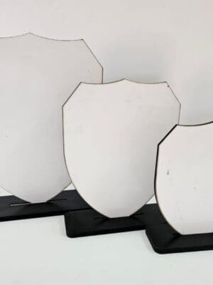 Laser Sublimation Blanks : 3mm Super Glossy Sublimation MDF Shield Style Award/Trophy (Small, Medium & Large)