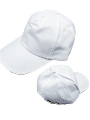 Sublimation Blanks : Peak White Polyester Caps with metal clip