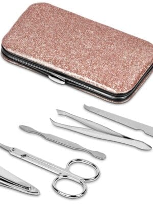 Manicure Set  :  5-Piece Rose Gold Glitter Manicure & Pedicure Set (CODE: PC-AM-146-B)