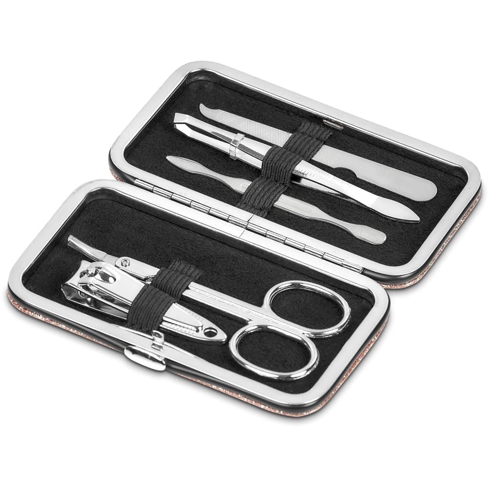 Manicure Set  :  5-Piece Rose Gold Glitter Manicure & Pedicure Set (CODE: PC-AM-146-B)