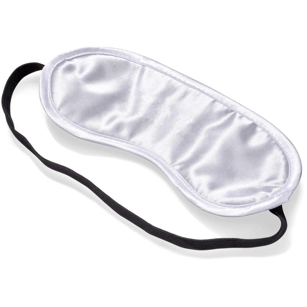 Sublimation Blanks : Eye Mask, Silver White satin with flexible black elastic band (CODE: GIFT-17560)