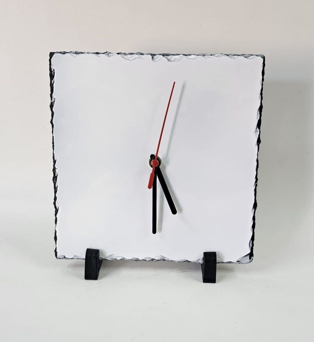 Sublimation Blanks : Glossy Slate Stone Clocks For Sublimation (20 by 20cm) (TTX)