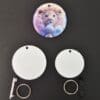 Subli Acyrlic Keychain 5 and 6 Laser Sublimation Blanks : 3mm or 4mm Subli-Acrylic Circle Keychain, 4, 5 & 6cm with split keyring & clip