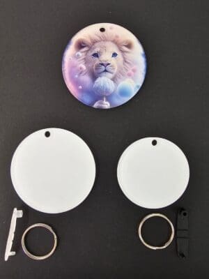 Subli Acyrlic Keychain 5 and 6 Laser Sublimation Blanks : 3mm or 4mm Subli-Acrylic Circle Keychain, 4, 5 & 6cm with split keyring & clip