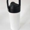 Sublimation Blanks : 12oz White Kids Sublimation Steel tumbler with black flip cap, carry handle & spout
