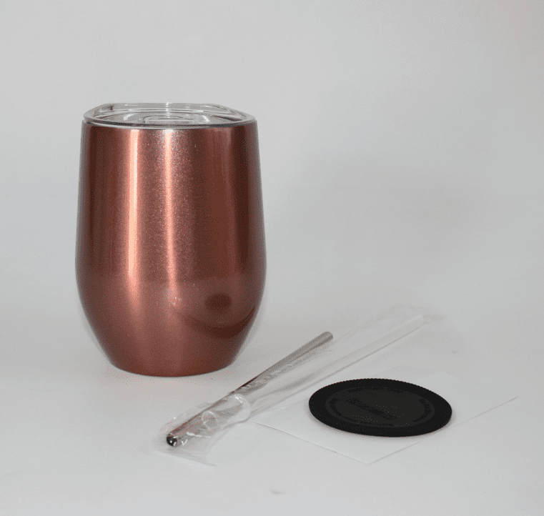 Sublimation Blanks : 12oz ROSE GOLD EGG Wine Tumblers