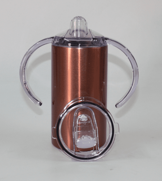 12ozSippyRG2 Sublimation Blanks : Seamless ROSE GOLD 12oz Straight Sippy Tumblers with Dual Lid